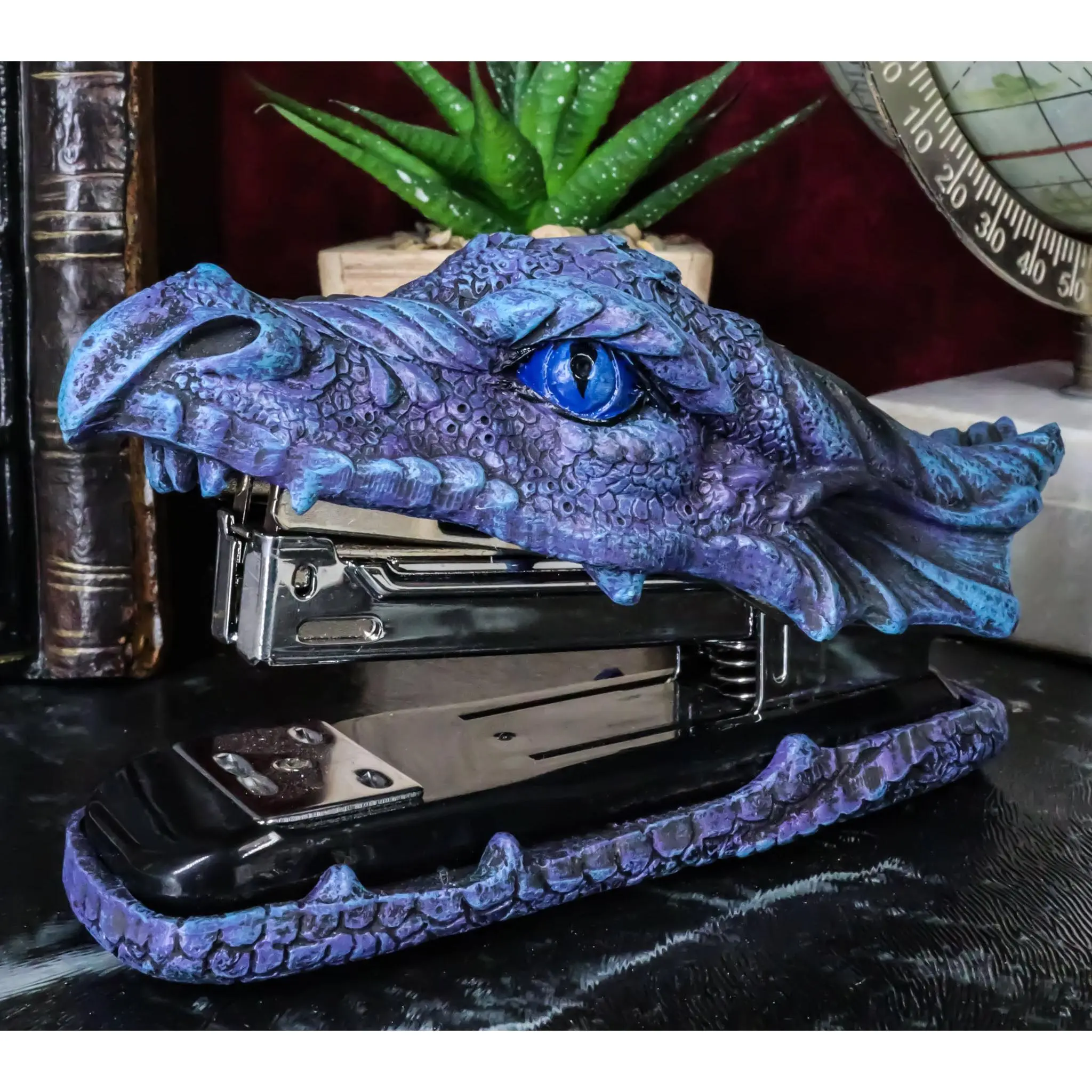 Ebros Legendary Blue Ice Fire Dragon Head Stapler Light Duty Office Desktop Accessory