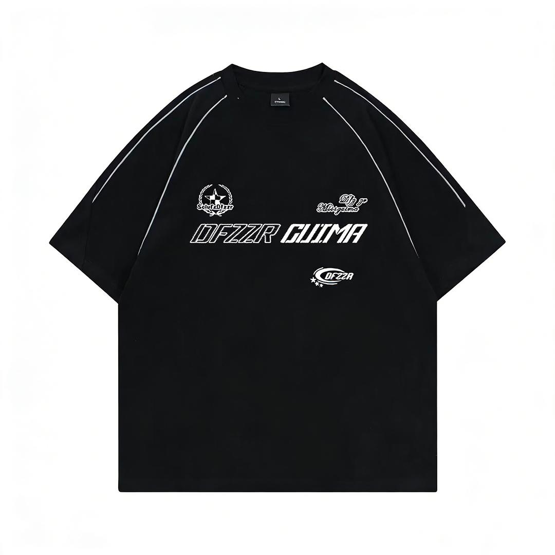Men's DFZZR GUIMA Racing Graphic Oversized Tee, Y2K Streetwear Loose Fit T-Shirt
