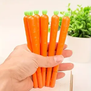 Cute Cartoon Carrot Design Gel Ink Roller Pen, 5/10pcs Creative Fresh Stationery Supplies, Writing Pen for Office & School & Home
