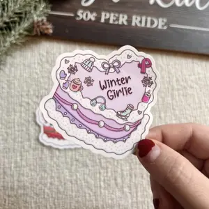 Winter Girlie Cake Sticker Christmas Themed Decorative Sticker for Festive Season Easy to Use Festive Touch for Cakes Christmas-Themed Design