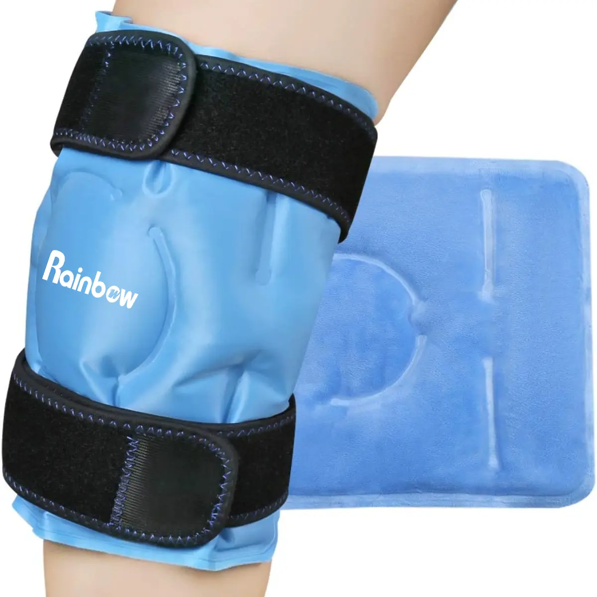 Reusable Leakproof Gel Ice Pack - Reversible Knee & Leg Hot Cold Compress Therapy for Inflammation, Muscle Recovery, Injury Pain Relief, 10 X 13 Inches