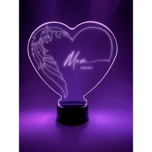 Personalized Memorial Sympathy In Loving Memory Mom DAD LED 16 color light stand