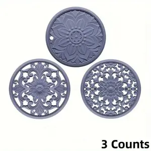 3 Counts Awoo Silicone Trivets, Heat Resistant Hot Pads, Multifunctional Kitchen Pot Holders, Countertop Protection, Table Mat for Hot Dishes