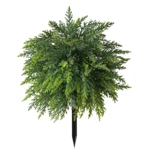 Artificial Cedar Topiary Ball Tree with Ground Spike, 20.8'' Fake Cedar Plant UV Resistant Artificial Shrubs, Faux Cypress Plant Fake Bushes for Front Porch Garden Indoor Outdoor Artificial Cedar Trees