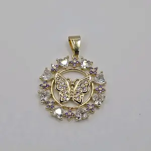 BUTTERFLY beautiful pendant fancy design with stone's gold-plated NO CHAIN