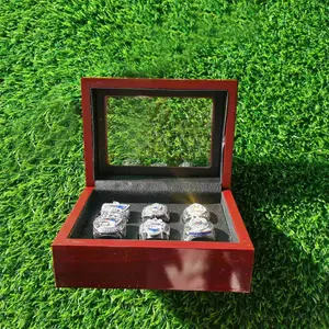 Football Championship Ring Set 6-piece 2001 2003 2004 2014 2016 2018 Championship Rings With Wooded Box Gift For Birthday Party Men's Women Collectors - Celebrate Your Teams