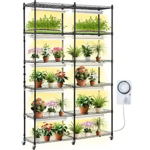 VEVOR Plant Stand with Grow Light, 6 - Tier Large Tall Plant Shelf with 150W Full Spectrum Grow Light, 3 Mode LED Plant Light with Timer and Wheel for Seed Starting 29.5 Lx 13.8 Wx 70.9 HVEVOR Super Brand Day