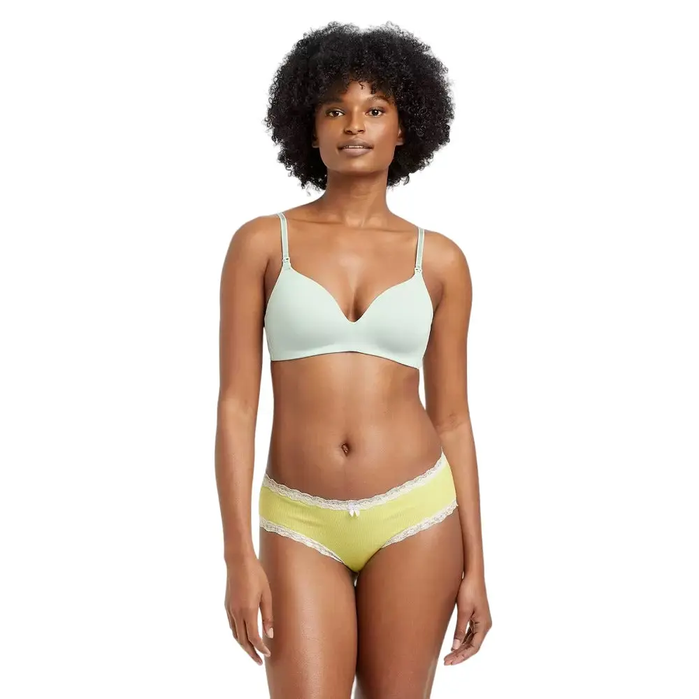 Women's Cotton Ribbed Hipster Underwear - Auden Lime XL, Green Fabric Fit