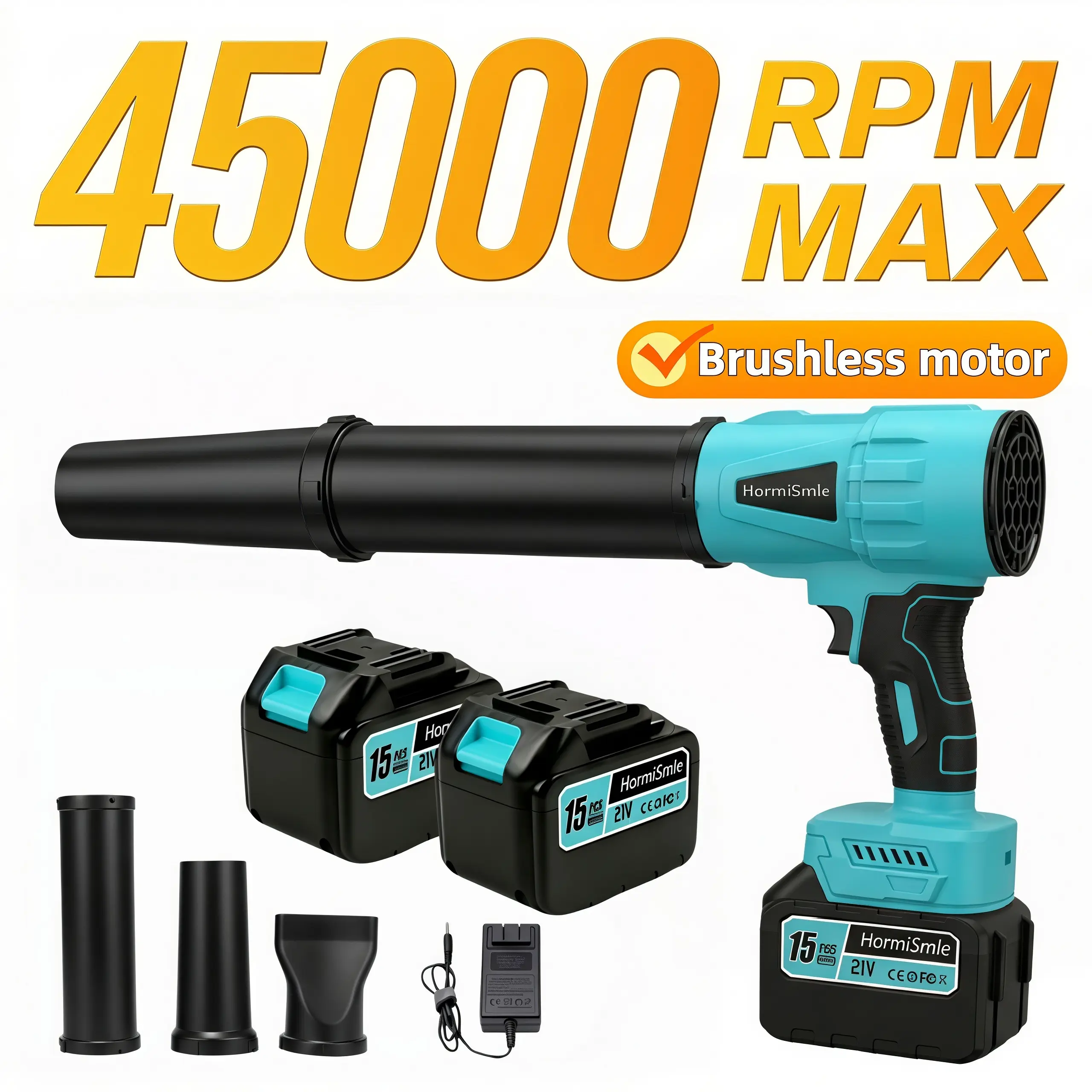 45000 RPM 15-Cell Battery Fast Charging 1200g Thrust Brushless Leaf Blower, Turbo Jet Blower, Powerful Air Blower, Debris Sweeper, Car Drying After Wash, Handheld Snow Blower, Cordless Air Duster, Home Improve, Garden Mainte Holiday gifts