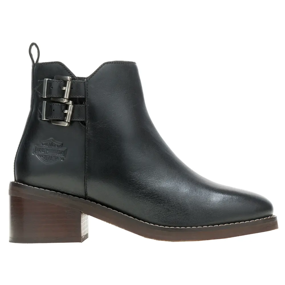 Harley-Davidson Womens Jonetta Buckle Round Toe Pull On Casual Boots Ankle Low Heel 1-2" - Black