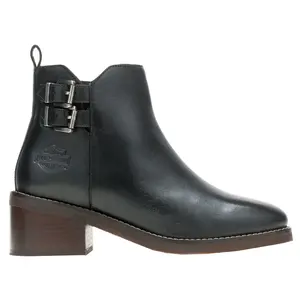 Harley-Davidson Womens Jonetta Buckle Round Toe Pull On Casual Boots Ankle Low Heel 1-2" - Black