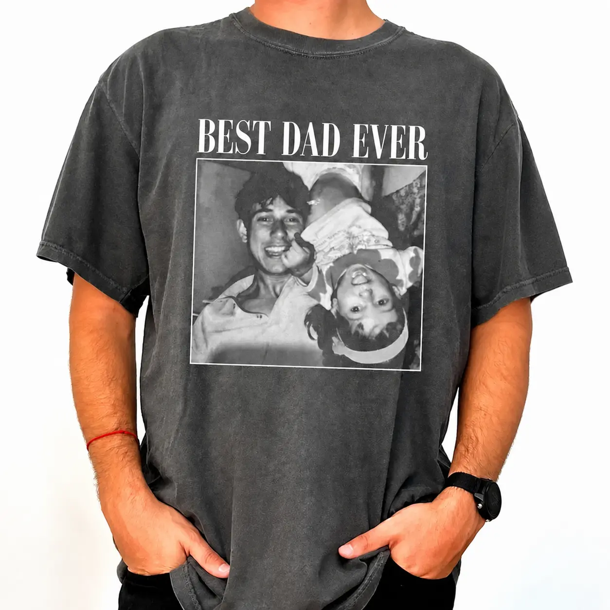 Best Dad Ever Custom Photo Shirt Personalized Picture T-Shirt Father’s Day Gift for Dad Upload Your Photo & Text Custom Dad Tee Gift for Him Husband Birthday Gift Unique Family Photo Graphic Vintage Comfort Colors Style
