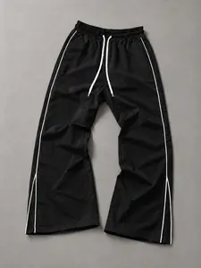 Mens Side Stripe Track Pants Straight Leg Relaxed Fit Athletic Casual Pants Drawstring Waist Open Hem Lounge Trousers for Gym Travel Streetwear Daily Wear Summer Outfits Fit Check Commuting Outdoor Walking All Season Essential Campus Fit Locked In Airport