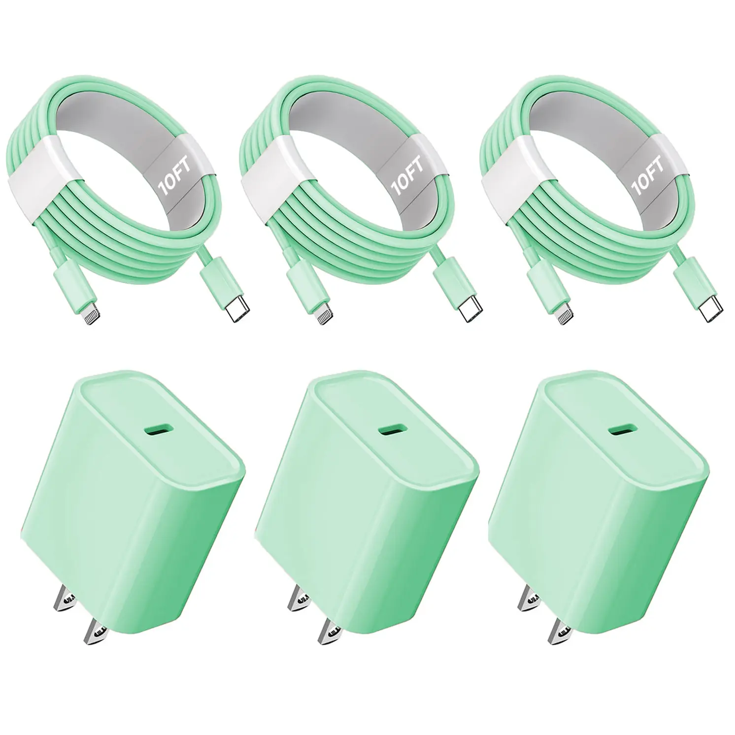 iPhone Charger Fast Charging 2 Pack Type C Wall Charger Block with 3 Pack 10FT USB C to Lightning Cable for iPhone 14/13/12/12 Pro Max/11/Xs Max/XR/X,AirPods Pro