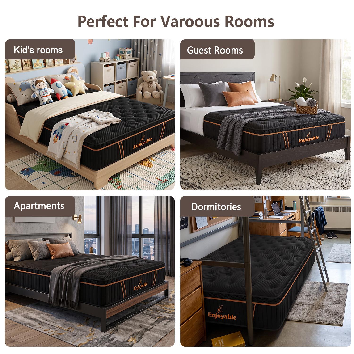14" Twin Full Queen King Mattress,  Hybrid Mattress with Gel Memory Foam and Individually Pocket Innerspring Euro Top Mattresses Medium Firm for Motion Isolation, Edge Support, 100 Night Trial