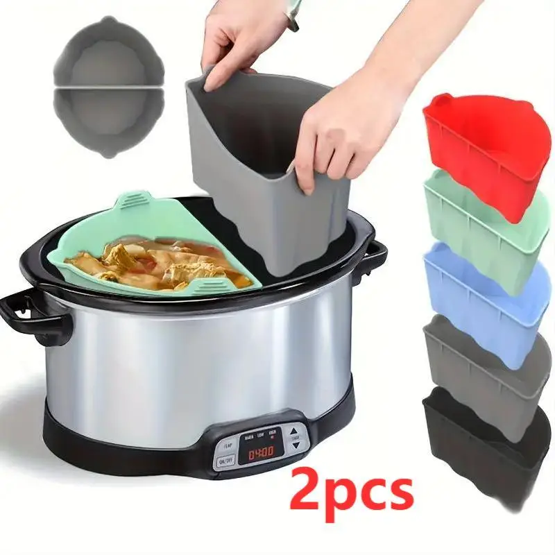 Random Color Silicone Slow Cooker Liner, Reusable Easy To Wash Soft Liner, Kitchen Accessories For Air Fryer, Oven, Microwave, Slow Cooker