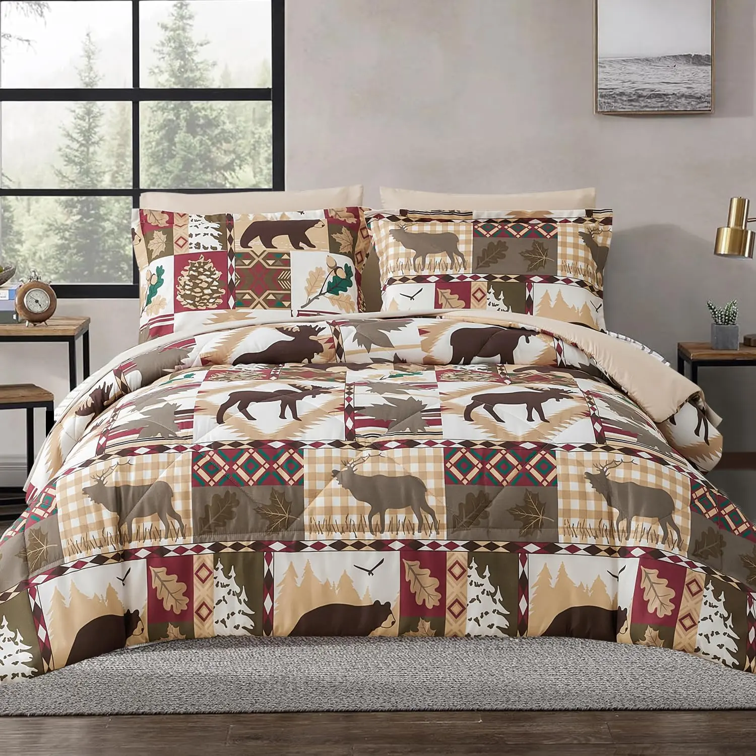 Bear Moose Plaid Patchwork