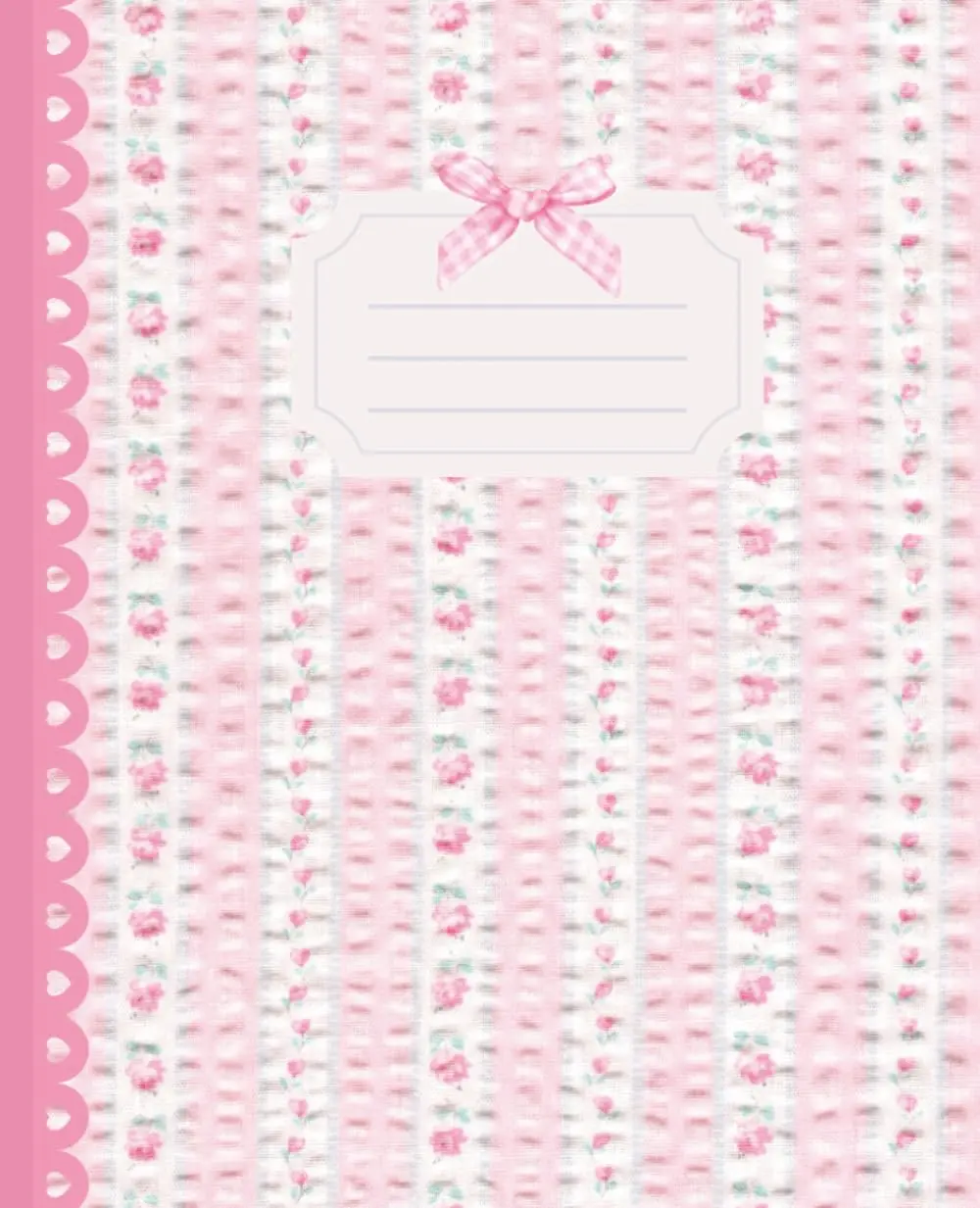 Pink Composition Notebook College Ruled Coquette Aesthetic Vintage Floral Stripe with Bow 100 Pages Lined Paper with Field: For Girls, Teens and Women, Journal Writing, Office, Work and Meeting Notes