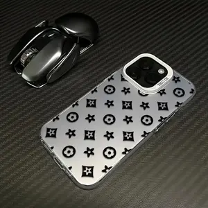 Trendy Monochrome Monogram Phone Case Blending Luxury And Practicality Fashion Laser Craft Phone Case for iPhone 17 16 15 14 13 12 11  Anti-Drop Protection