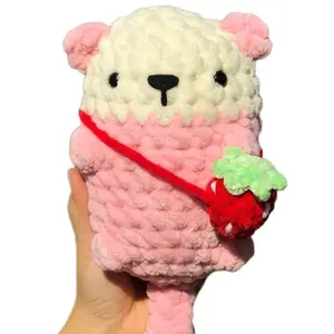 PRE-ORDER Handmade Crochet Strawberry Otter, Pink Otter Plushie, Chubby Otter Stuffed Animal