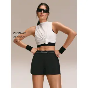 GLOWMODE 3.0'' VitalSwift Glow For Miles High-Waist Lightweight Quick-Dry Elastic Adjustable Drawstring Side Split Hem Reflective Strips Built-In Briefs Running Shorts Training Tennis Workout Daily Active Wear