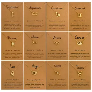 Zodiac necklace, in stock, zodiac pendant card necklace, clavicle chain.