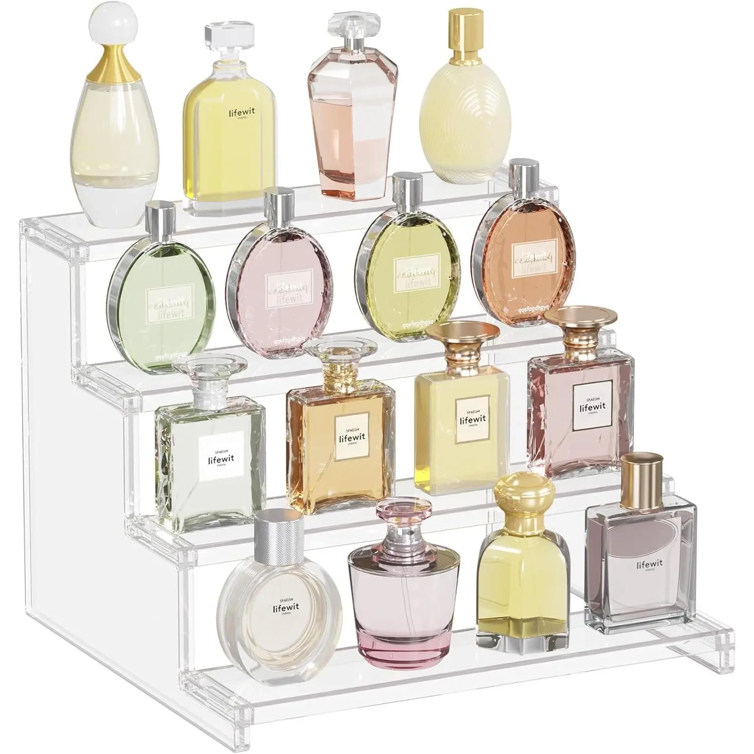 New Perfume Organizer, Bedroom Decor, Cologne Cupcake Stand, Tool-Free Assembly, Makeup Display Shelf for Vanity Bathroom Counter Storage, Clear, 30 cm/12",