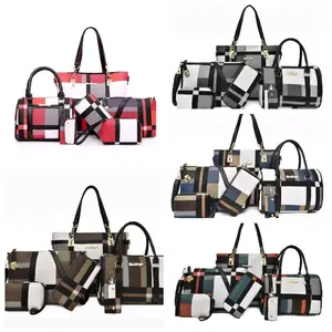 Women's 6pc Handbag - Assorted Patterned Designs, Ideal for Everyday Use, Versatile Accessory for Everyday Life
