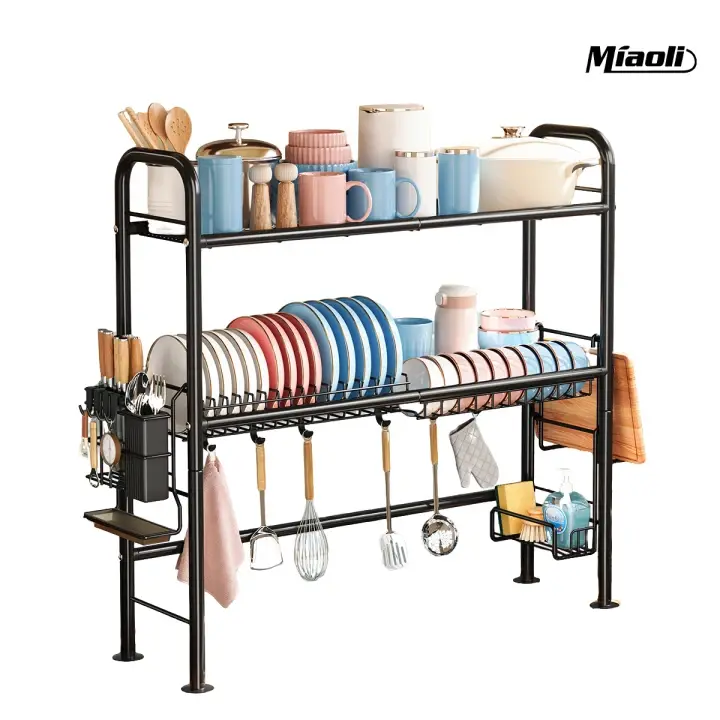MiAoli Over Sink RackKitchen Over The dish drying rack OrganizerLarge Space Saving Dish Drainer CountertopDishes Rack On Counter Caddy Utensil MetalOrganizer 1&2 Tiers Adjustable Rubber, Dish Drying Organiser