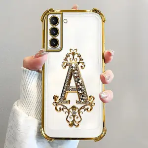 Suitable for [Galaxy S22+ 5g] high-end phone case🥰，Features a premium-look printed design—not actual 3D diamond studs，Choose from any of the 26 letters. YM99