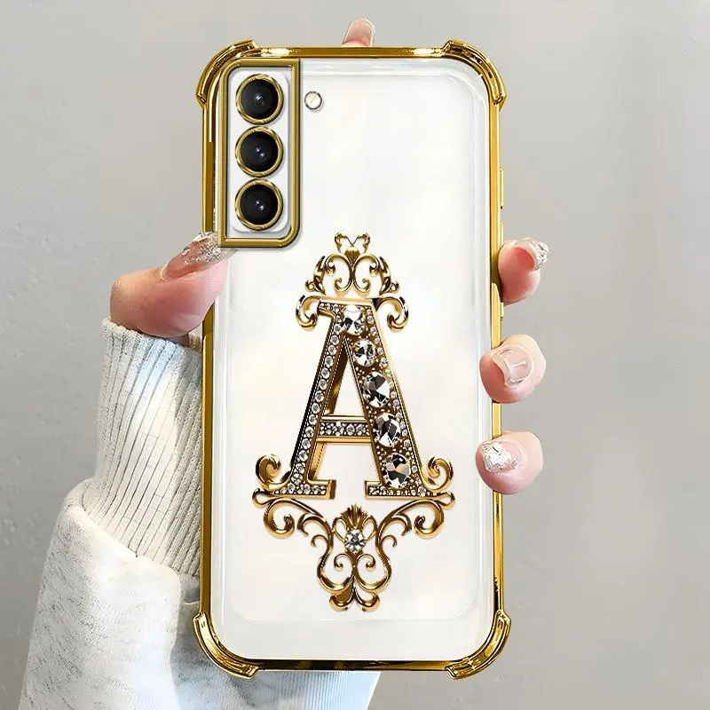 Suitable for [Galaxy S22+ 5g] high-end phone case🥰，Features a premium-look printed design—not actual 3D diamond studs，Choose from any of the 26 letters. YM99