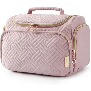 BAGSMART Travel Toiletry Bag, Large Wide-Open Travel Bag for Toiletries, Makeup Cosmetic Travel Bag with Handle, Pink-M SIRI US