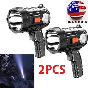 2PCS Rechargeable Spotlight, Super Bright Handheld Spot Light LED Flashlight High Lumens,Powered Spotlight Large Searchlight Outdoor for Boat Camping Hunting