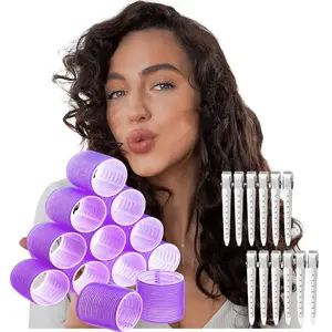 12 Pcs Self Grip Curlers with 12 Jumbo Rollers and 12 Clips Heatless Hair Roller Hairdressing Tools for Long, Medium, Thick Hair Beauty & Personal Care