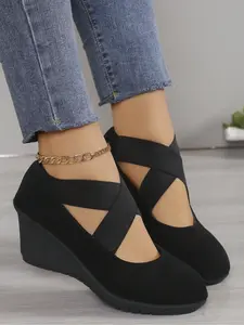 Women's High Heel Shoes, Spring & Fall Fashion, Strap Design, Large Size Available, Comfortable and Stylish Footwear, Platform Wedge Shoes