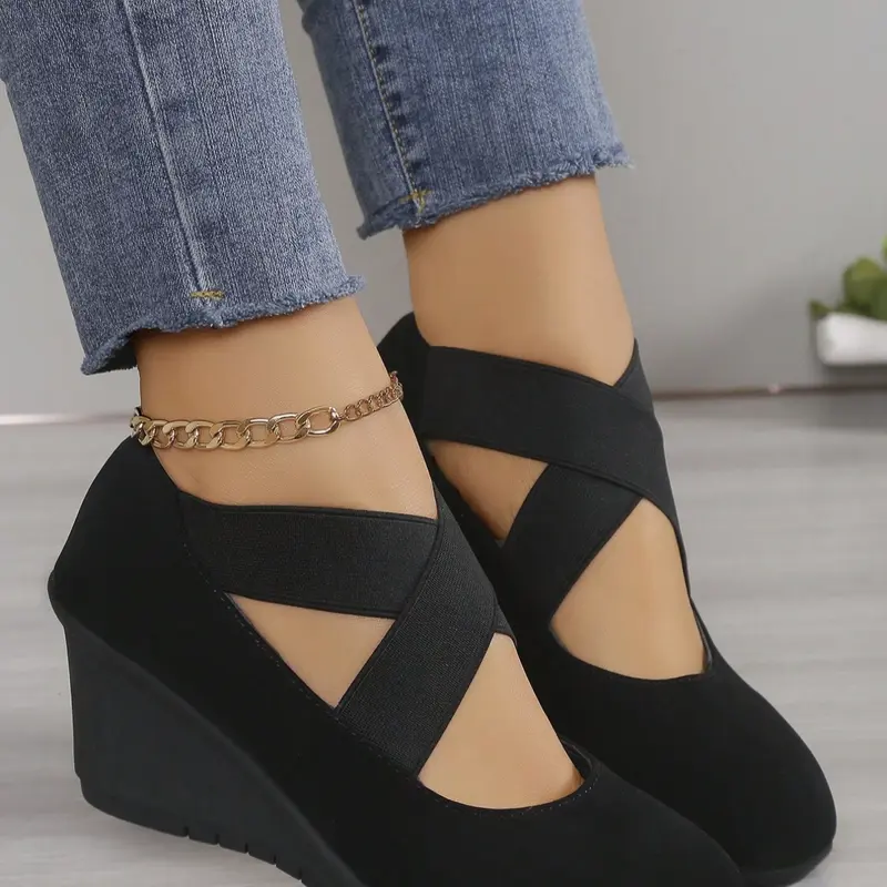 Women's High Heel Shoes, Spring & Fall Fashion, Strap Design, Large Size Available, Comfortable and Stylish Footwear, Platform Wedge Shoes, Ankle Strap Wedge, Wedge Heeled Shoes, Shoes Heels
