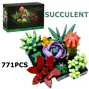 771PCS Botanical Collection Succulents Bouquet Building Blocks Assemble 10309 Bricks Toys Gifts For Adult Girl Desk Decor