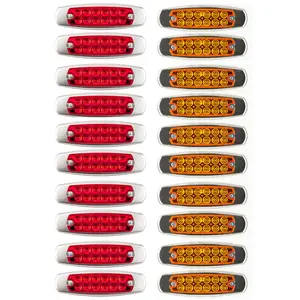 6.2" LED Marker Clearance Light 12LED Amber/Red Trailer Lights Surface Mount Sealed 6-1/5" Amber/Red Rectangular Spyder Fish Shape Marker & Clearance Lights Stainless Steel Rim Bezel 12V Waterproof Anti-Shock Anti-Vibration Anti-Fog