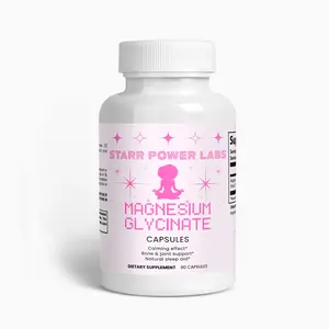 Starr Power Labs Magnesium Glycinate Capsules - 90 Count Dietary Supplement for Calming Effects & Bone Joint Support