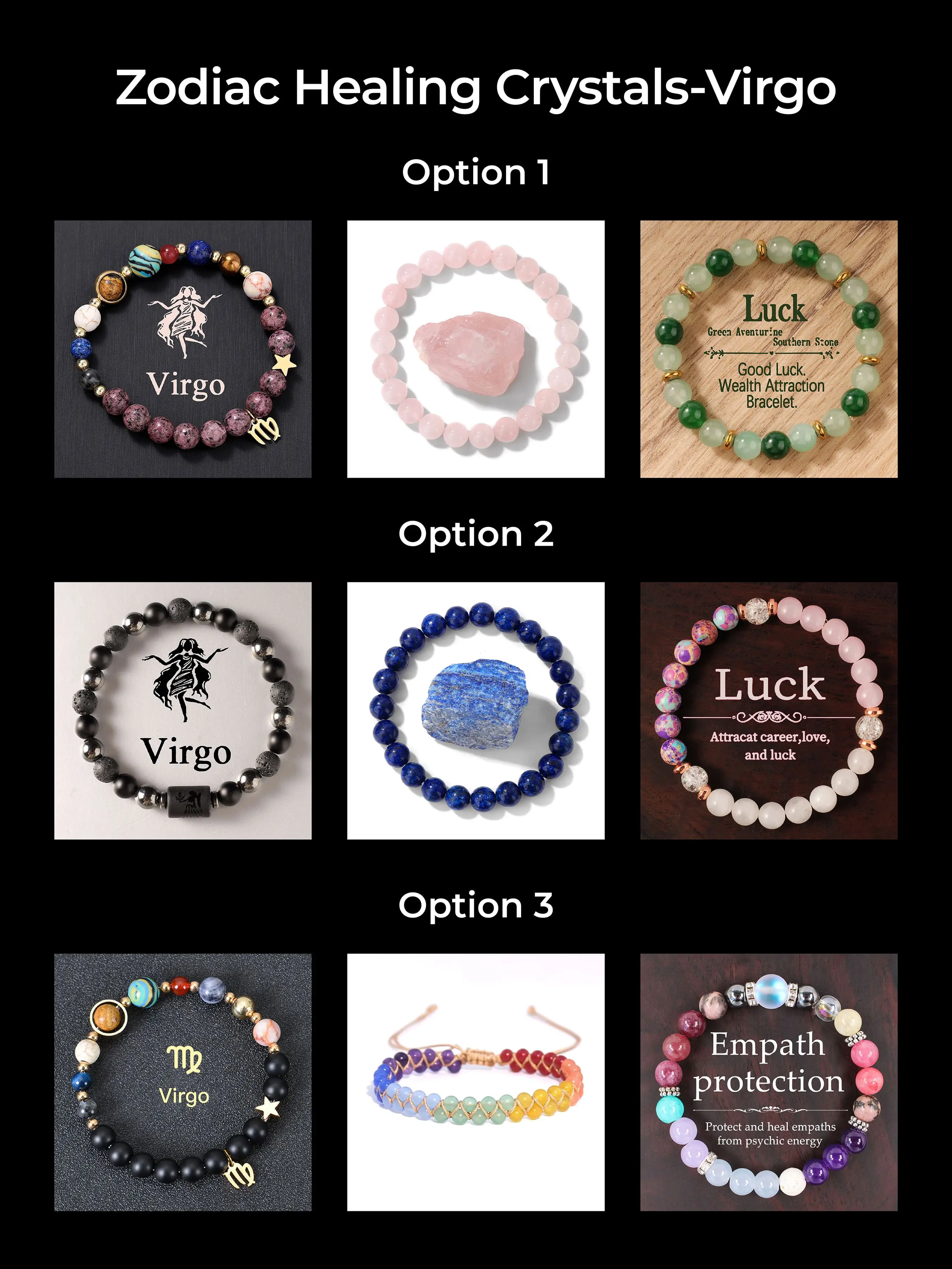 Virgo Healing Energy Box, Handmade Gemstone Beaded Bracelet Set, Fashion Accessory for Men & Women, Perfect Gift for Family & Friends