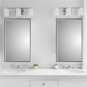 Artus Modern Styled Framed Mirror Recessed Bathroom Medicine Cabinet in Chrome Finish