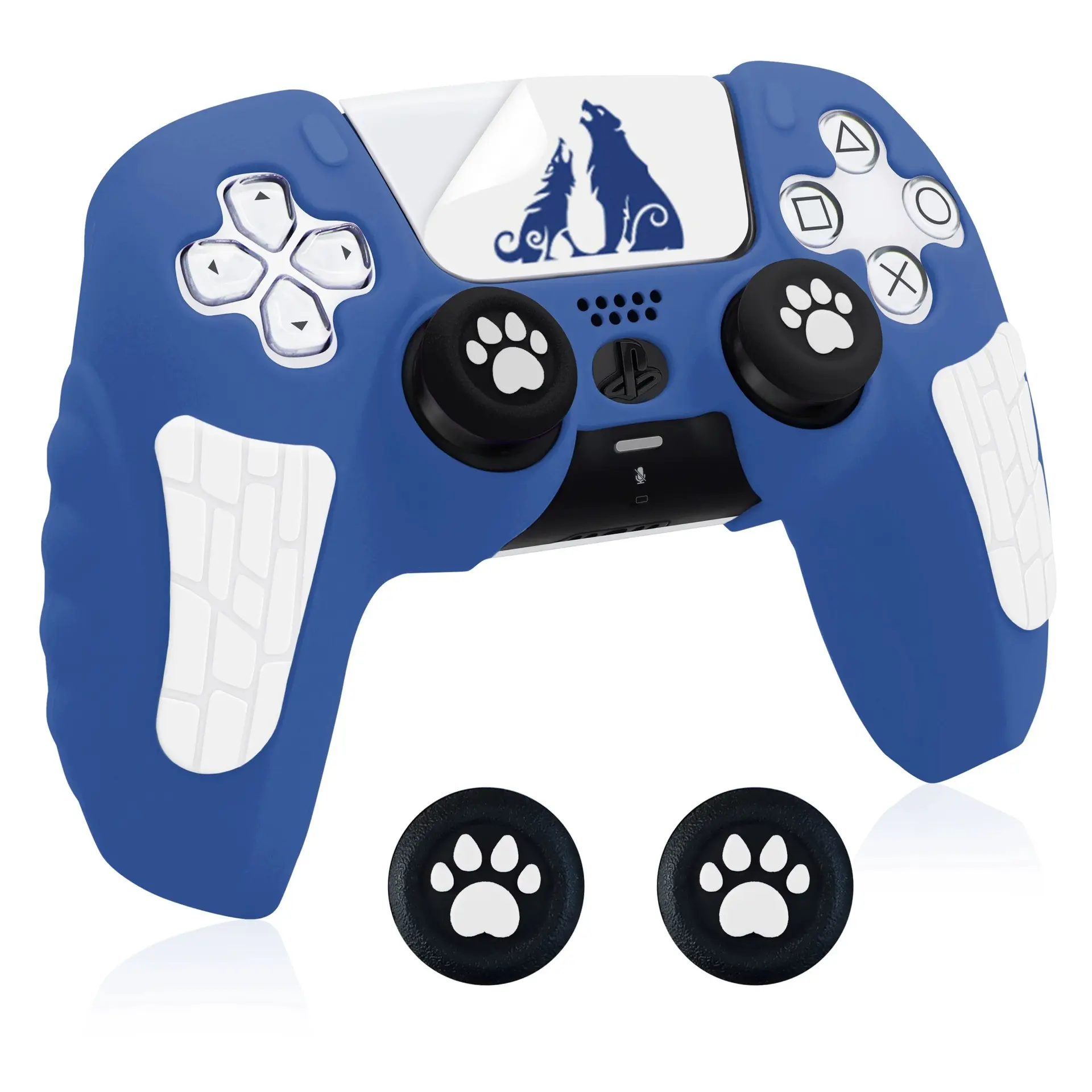 Playful Werewolf Series Silicone PS5 Controller Skin Set - Anti-Slip Surface Cover, Thumb Grip Caps, Stickers, Touchpad Skin, Cat Paw Grips for PS5 Controller Protection, Console