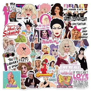 50pcs RuPaul's Drag Race Adhesive Stickers Pack, Waterproof Funny Drag Queen Character Decals for Laptop, Water Bottle, Journal & Luggage, LGBTQ+ Fan Gift, Decorative Stickers, Stickers for Scrapbooking