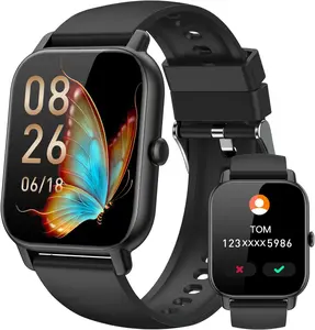 Smart Watches for Men Women, Fitness Tracker with Activity Counter/Sleep Monitor, IP68 Waterproof Smart Watch for Android iPhone iOS Compatible (Jet Black, 1.83) Wearable Device Gym Sync Wristwatch