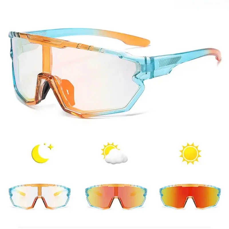 Unisex Photochromic Sports Sunglasses - Polycarbonate Impact-Resistant Lens, UV400 Anti-Glare Sun Protection Eyewear for Cyclists, Volleyball Players, Tennis, Impact-Resist., Pc Lens, Uv400 Shield, Cycling/Tennis, 14.6*5.7Cm, Pc Lenses, Eyes, Impact Res.