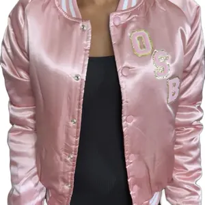 Pink OSB Jacket with Pink White and Gold Letters & Shimmering Gold Logo on Back Fashionable Design