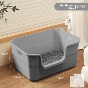 Langkes Extra Large Cat Litter Box High Sided Open Top with Scoop Enclosed Cat Litter Tray for Indoor Cats Anti Splash Anti Leak Easy to Clean Odor Control