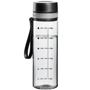 28 oz Clear Drinking Water Bottle with Time Maker, Motivational with Carrying Strap, Leakproof BPA & Toxic Free, Ensure You Drink Enough Water for Fitness Gym Outdoor Drinkware Tumbler Cup Mug
