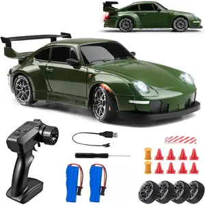 RC drift car, 1:24 proportional four-wheel drive remote control car, with LED lights, 2.4GHz proportional control, including drift tires, RC drift car gifts, family parties, suitable for boys and girls' birthdays and Easter gifts. Ideal Gift for Boys