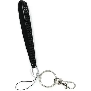Rhinestone Crystal Bling Wrist Strap Key Chain (Wristlet) (Black)